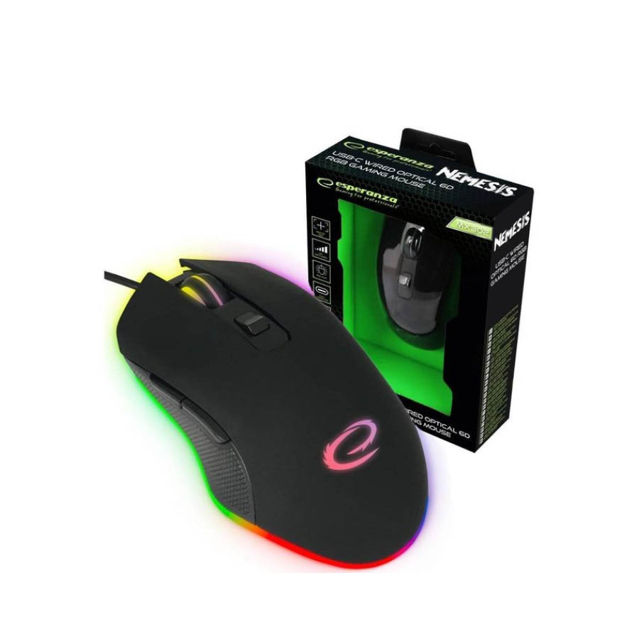Nemesis RGB Ποντίκι Gaming ενσύρματο USB-C μαύρο 6 Keys 2400dpi EGM302 - Image 2