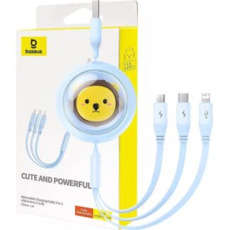 Baseus Καλώδιο 3σε1  USB σε USB-C/MicroUSB/Lightning 3.5A 1.1m Γαλάζιο (P10362900311-00) (BASP10362900311-00)