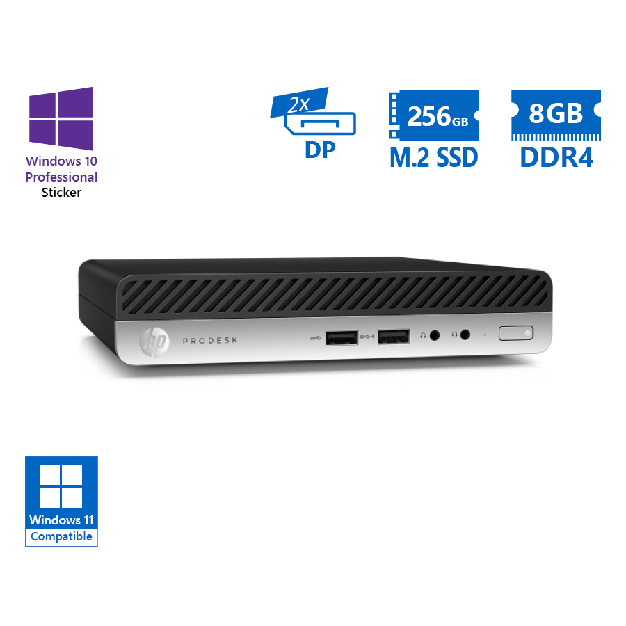 HP ProDesk 400G5 DM i3-9100T/8GB DDR4/256GB M.2 SSD/No ODD/10P Grade A Refurbished PC - Image 2