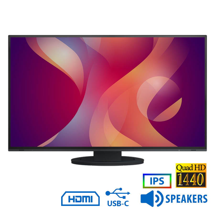 Used Monitor FlexScan EV2795 IPS/Eizo/27``QHD/2560x1440/Wide/Black/w/Speakers/DP & HDMI & USB Type-C - Image 2