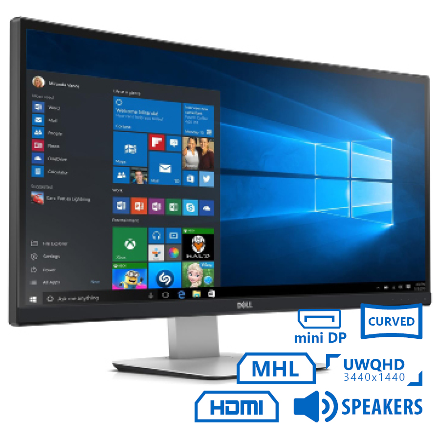 Used Monitor UltraSharp U3415WB Curved/Dell/34”UW-QHD/3440x1440/Black/w/Speakers/DP & Mini DP & HDMI - Image 2