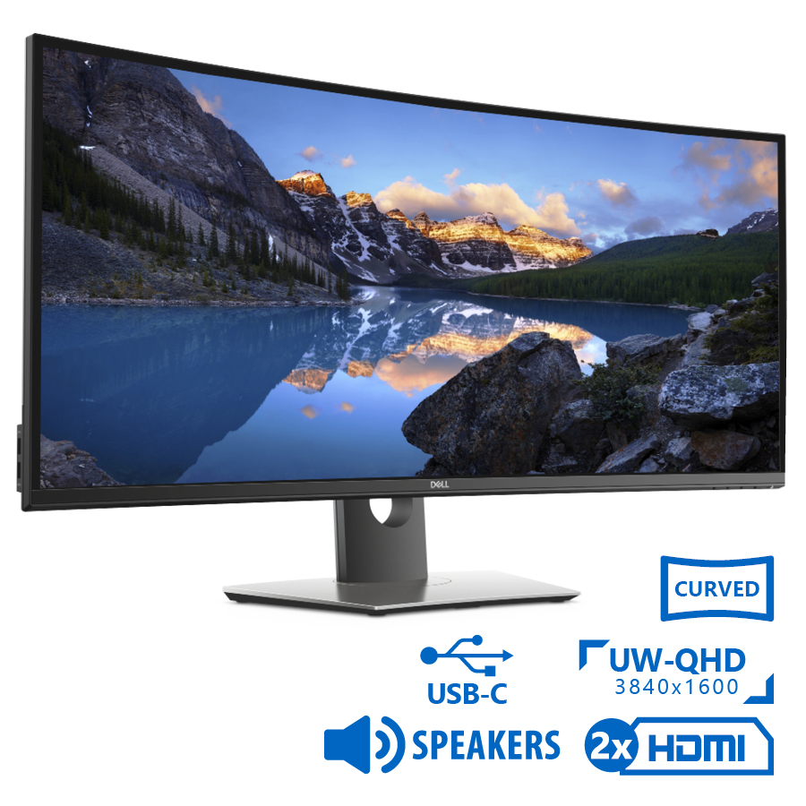 Used Monitor UltraSharp U3818DW Curved/Dell/38``UW-QHD/3840x1600/Black/w/Speakers/DP & 2xHDMI & USB - Image 2