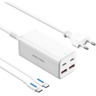 VENTION 4-Port USB (C + C + A + A) GaN Charger (100W/100W/18W/18W) EU-Plug White (FBSWG-EU) (VENFBSWG-EU)