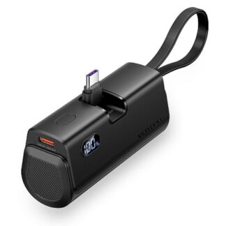 VENTION LED Display 4800mAh Power Bank (USB-C + Lightning + USB-C) 22.5W Black Foldable USB-C Type (FHQB0) (VENFHQB0)