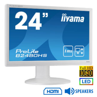 Used Monitor PL2480H LED/Iiyama/24``FHD/1920x1080/Wide/White/w/Speakers/D-SUB & DVI-D & HDMI