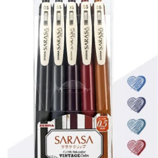 Zebra Sarasa Clip Vintage II Gel Pen 0.5 Mix (ZB-69421) (ZEB69421)