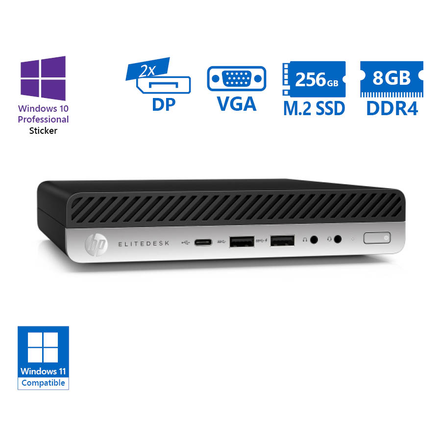 HP EliteDesk 800G5 DM i5-9500/8GB DDR4/256GB M.2 SSD/No ODD/10P Grade A Refurbished PC - Image 2