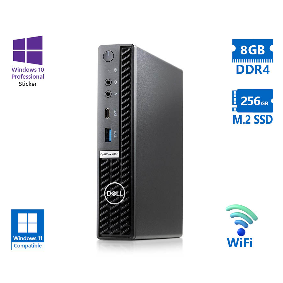 Dell (A-) Optiplex 7080 DM WiFi i5-10500T/8GB DDR4/256GB M.2 SSD/No ODD/10P Grade A- Refurbished PC - Image 2