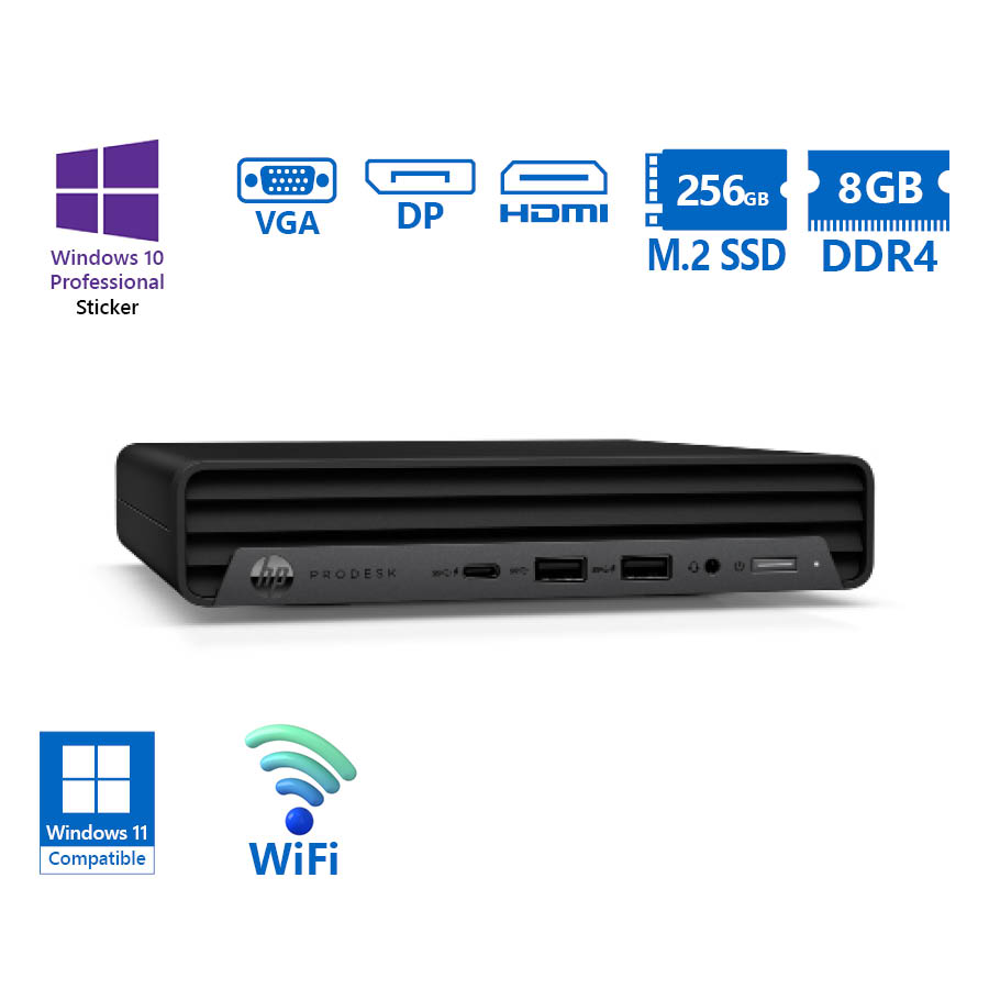HP ProDesk 400G6 DM WiFi i5-10500T/8GB DDR4/256GB M.2 SSD/No ODD/10P Grade A Refurbished PC - Image 2