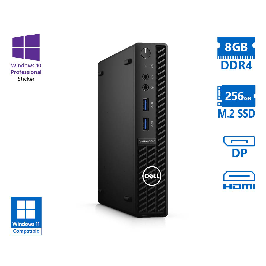 Dell Optiplex 3080 DM i3-10100T/8GB DDR4/256GB M.2 SSD/No ODD/10P Grade A Refurbished PC - Image 2