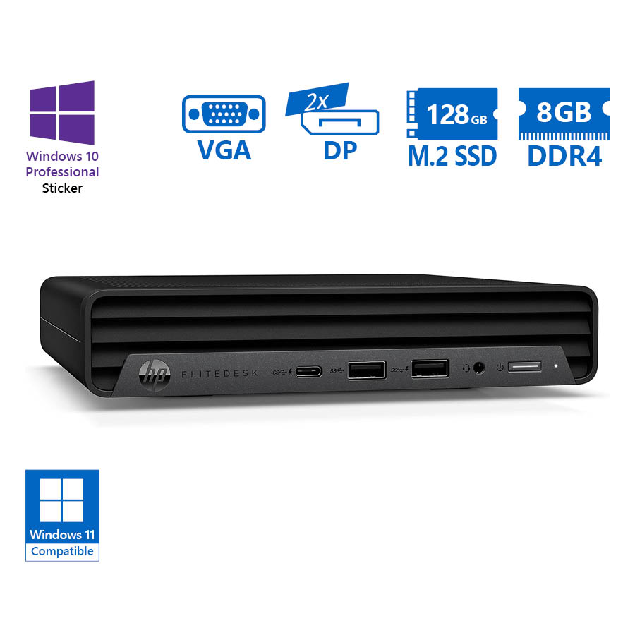 HP (A-) EliteDesk 800G6 DM i5-10500/8GB DDR4/128GB M.2 SSD/No ODD/10P Grade A- Refurbished PC