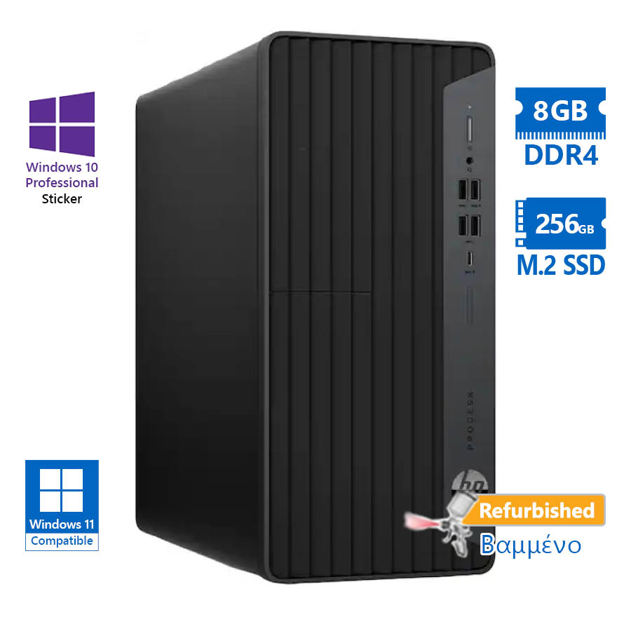 HP EliteDesk 800G6 Tower i5-10500/8GB DDR4/256GB M.2 SSD/No ODD/10P Grade A+ Refurbished PC