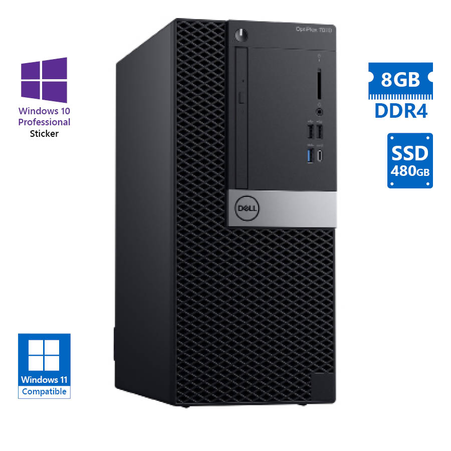 Dell (A-) 7070 Tower i5-9500/8GB DDR4/480GB SSD/No ODD/10P Grade A- Refurbished PC