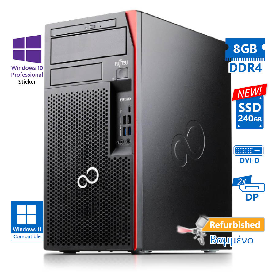 Fujitsu P758 Tower i5-8500/8GB DDR4/240GB SSD New/No ODD/10P Grade A+ Refurbished PC