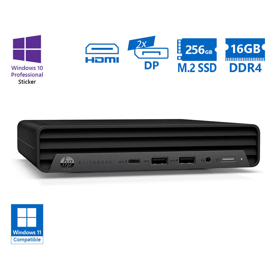 HP EliteDesk 800G6 DM i5-10500T/16GB DDR4/256GB M.2 SSD/No ODD/10P Grade A Refurbished PC