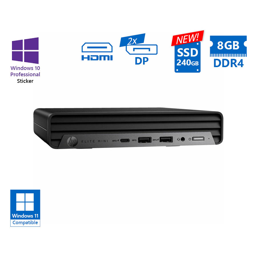 HP EliteDesk 805 G8 DM AMD Ryzen 5 Pro 5650G/8GB DDR4/240GB SSD New/No ODD/10P Grade A+ Refurbished