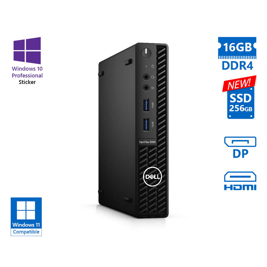 Dell Optiplex 3080 DM i5-10500T/16GB DDR4/256GB SSD New/No ODD/10P Grade A Refurbished PC