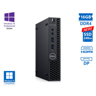 Dell Optiplex 3060 DM i5-8500T/16GB DDR4/240GB SSD New/No ODD/Grade A Refurbished PC