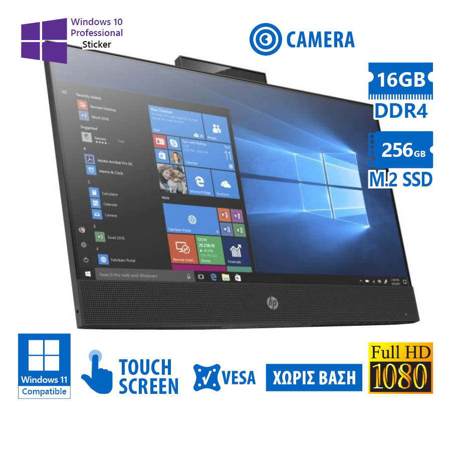 HP (A-) ProOne 600G6 AIO WiFi w/Monitor 21.5”FHD Touchscreen/i5-10500/16GB DDR4/256GB M.2 SSD/No Sta