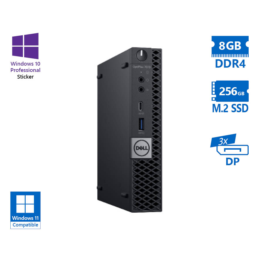 Dell Optiplex 7070 DM i5-9500T/8GB DDR4/256GB M.2 SSD/No ODD/10P Grade A Refurbished PC - Image 2