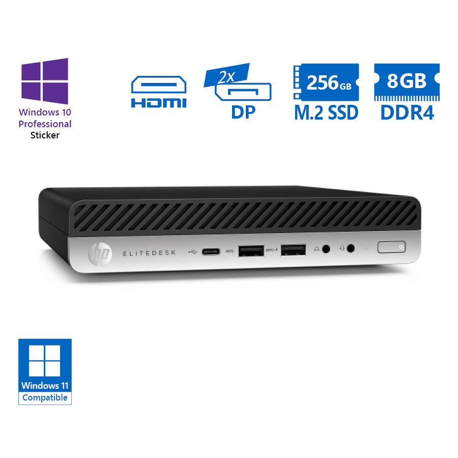 HP (A-) EliteDesk 800G5 DM i5-9500/8GB DDR4/256GB M.2 SSD/No ODD/10P Grade A- Refurbished PC - Image 2