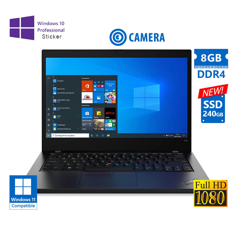 Lenovo ThinkPad L14 Gen 1 i5-10210U/14``FHD/8GB DDR4/240GB SSD New/No ODD/Camera/10P Grade A Refurbi - Image 2