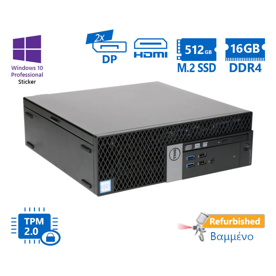 Dell 5050 SFF i5-7500/16GB DDR4/512GB M.2 SSD/DVD/10P Grade A+ Refurbished PC