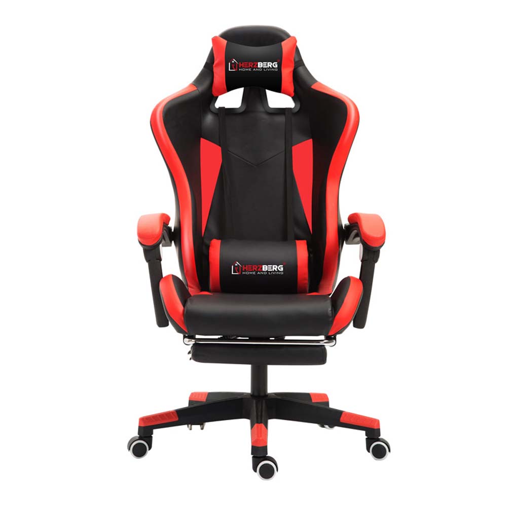 Herzberg Καρέκλα Gaming με Υποπόδιο Red (HG-8080RED) (HEZHG8080RED)
