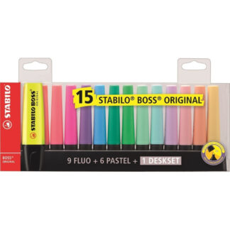 Stabilo Boss Deskset Highlighters 5mm Set 15 Colors (7015-01) (STAB7015-01)