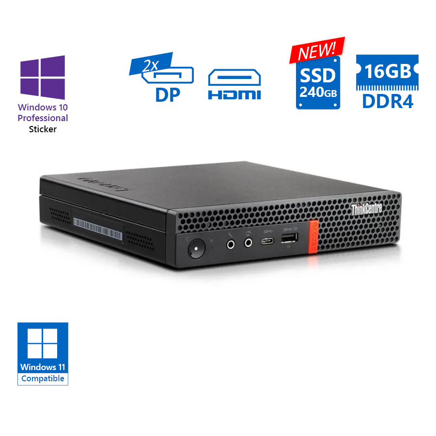 Lenovo ThinkCentre M920q Tiny i7-8700T/16GB DDR4/240GB SSD New/No ODD/10P Grade A Refurbished PC - Image 2