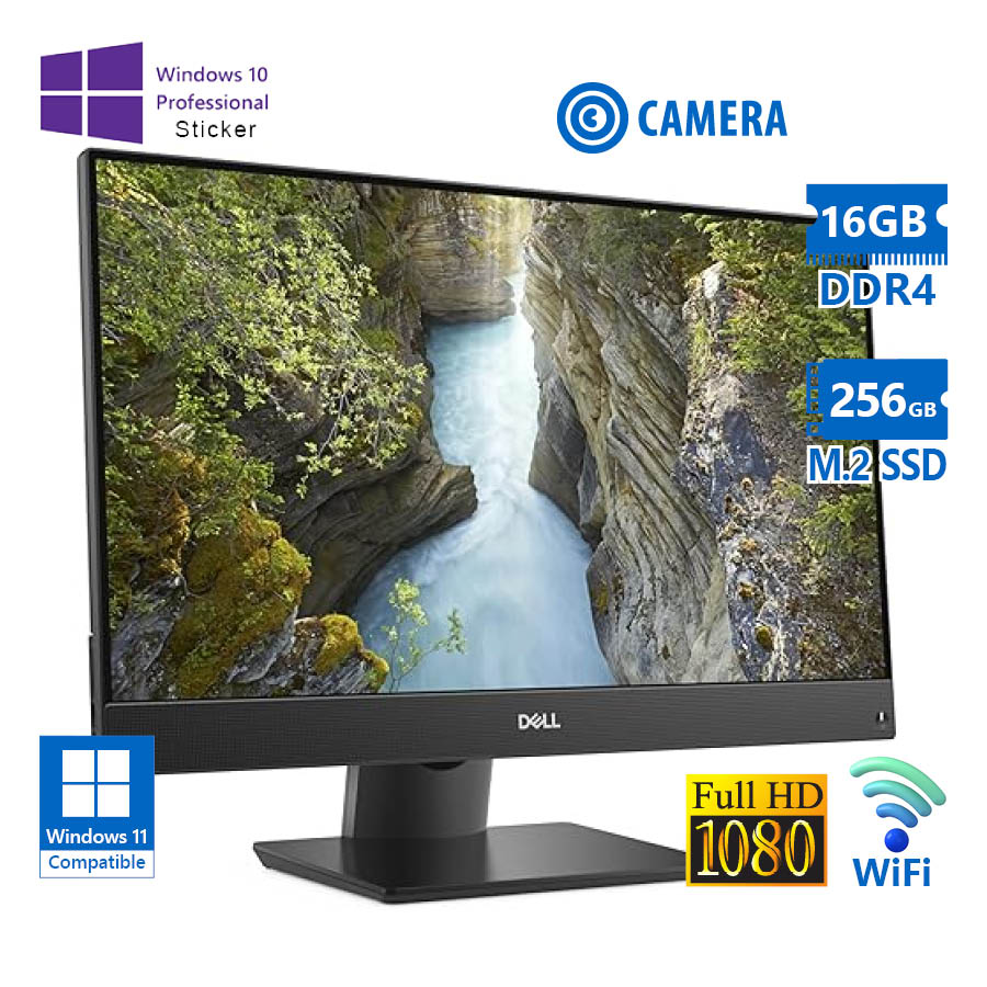 Dell OptiPlex 7470 WiFi AIO w/Monitor 23”FHD i5-9500/16GB DDR4/256GB M.2 SSD/No ODD/Webcam/10P Grade