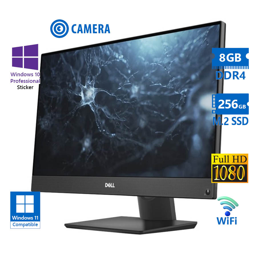 Dell OptiPlex 7480 WiFi AIO w/Monitor 24”FHD i5-10500/8GB DDR4/256GB M.2 SSD/No ODD/Webcam/10P Grade
