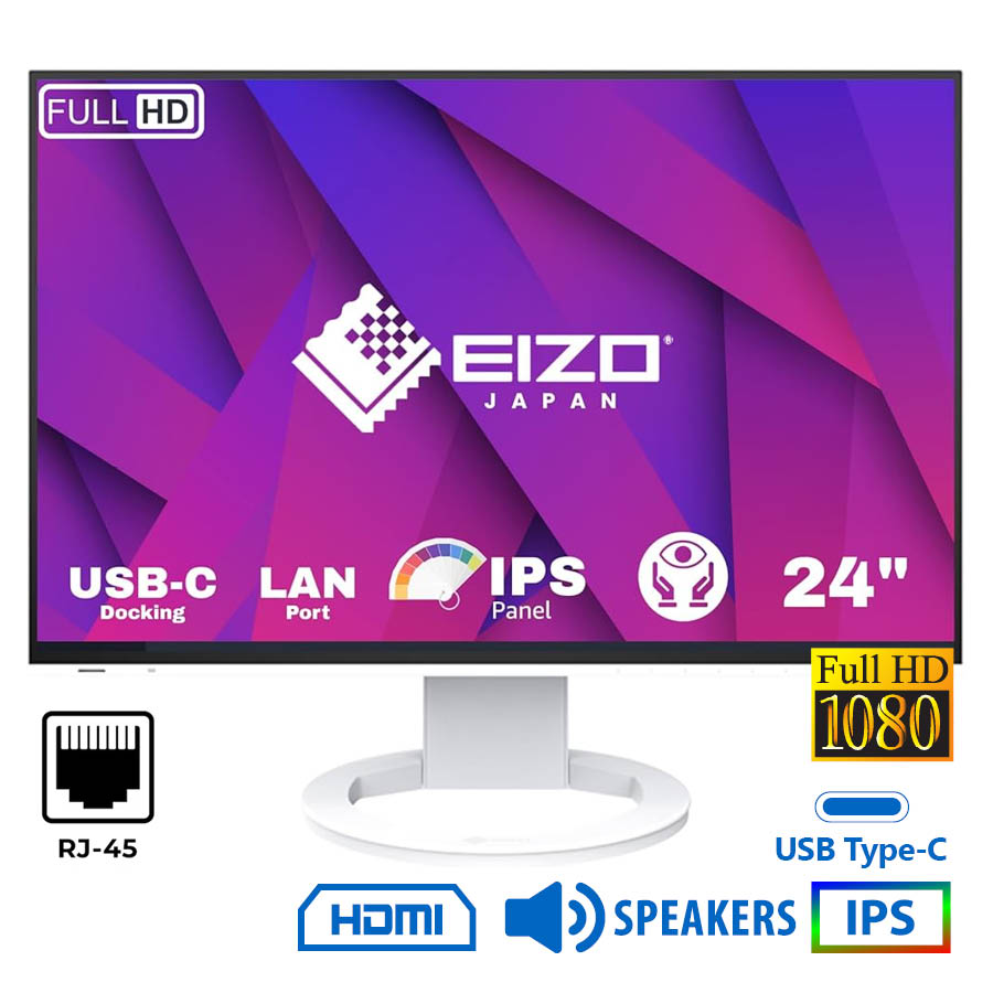 Used Monitor FlexScan EV2495 IPS LED/Eizo/24``FHD/1920x1200/Wide/White/w/Sreakers/D-SUB & DVI-D & DP