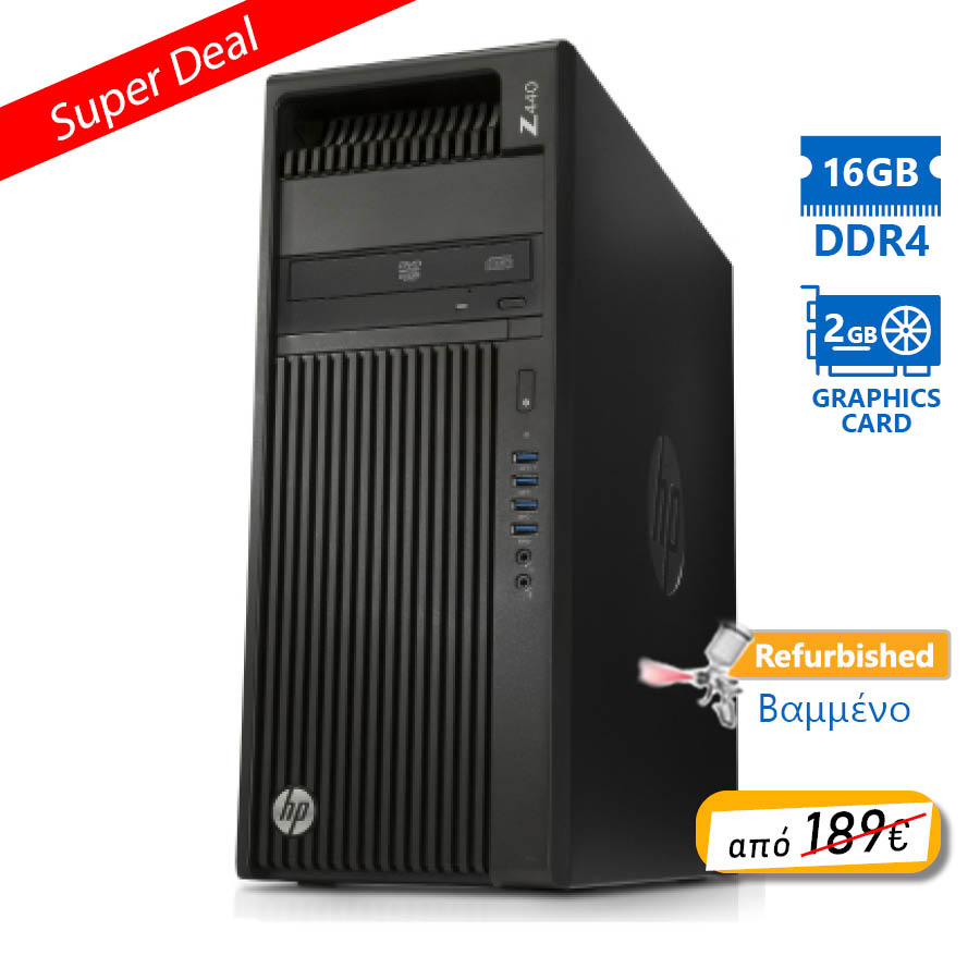 HP Z440 Tower Xeon E5-1620v3(4-Cores)/16GB DDR4/2TB/ATI 2GB/DVD/8P Grade A+ Workstation Refurbished