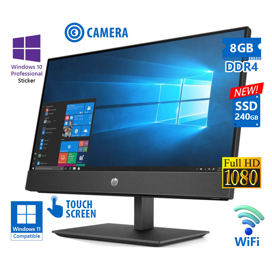 HP ProOne 600G5 AIO WiFi w/Touchscreen 21.5”FHD/i5-9500/8GB DDR4/240GB SSD New/DVD/Webcam/10P Grade