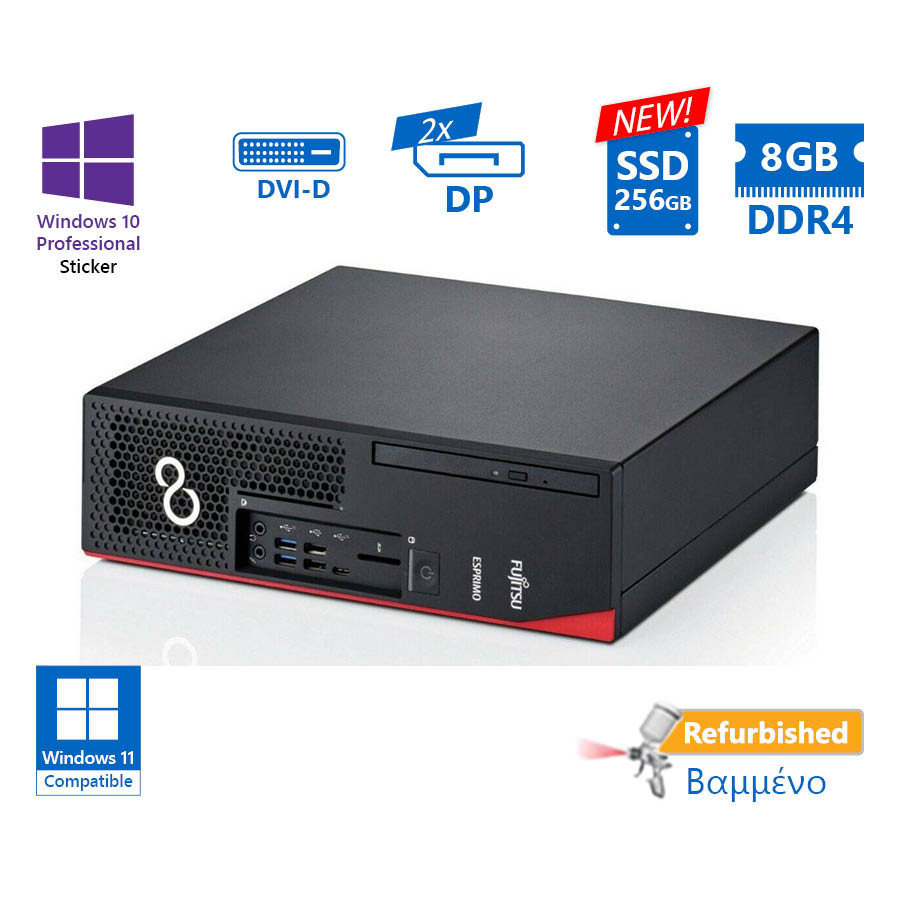Fujitsu D738 SFF i5-8400/8GB DDR4/256GB SSD New/No ODD/10P Grade A+ Refurbished PC