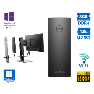 Dell (A-) Optiplex 7070 Ultra AIO WiFi w/Monitor U2419HC 24”FHD/i5-8365U/8GB DDR4/128GB M.2 SSD/No O