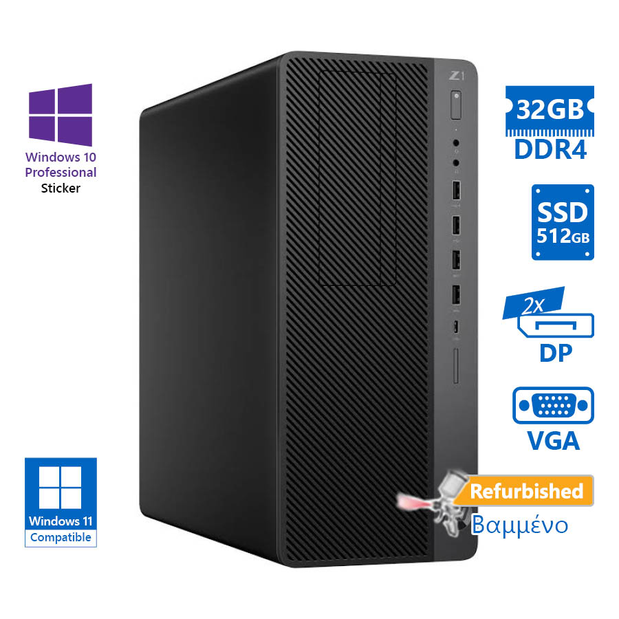 HP Z1 G5 Tower i9-9900/32GB DDR4/512GB SSD/No ODD/10P Grade A+ Workstation Refurbished PC